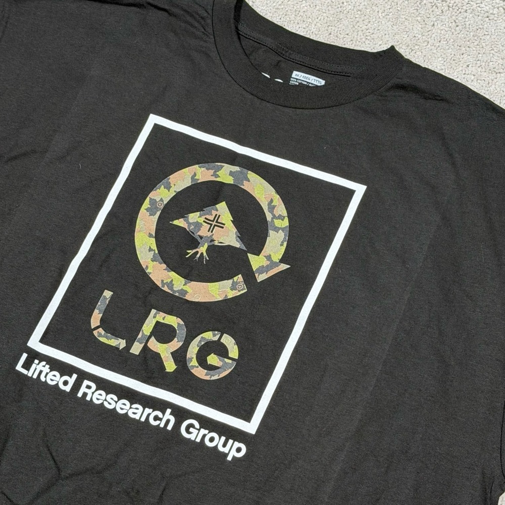 LRG Lifted Research Group Mens Black Camo Logo Graphic T-Shirt 3XL NWT